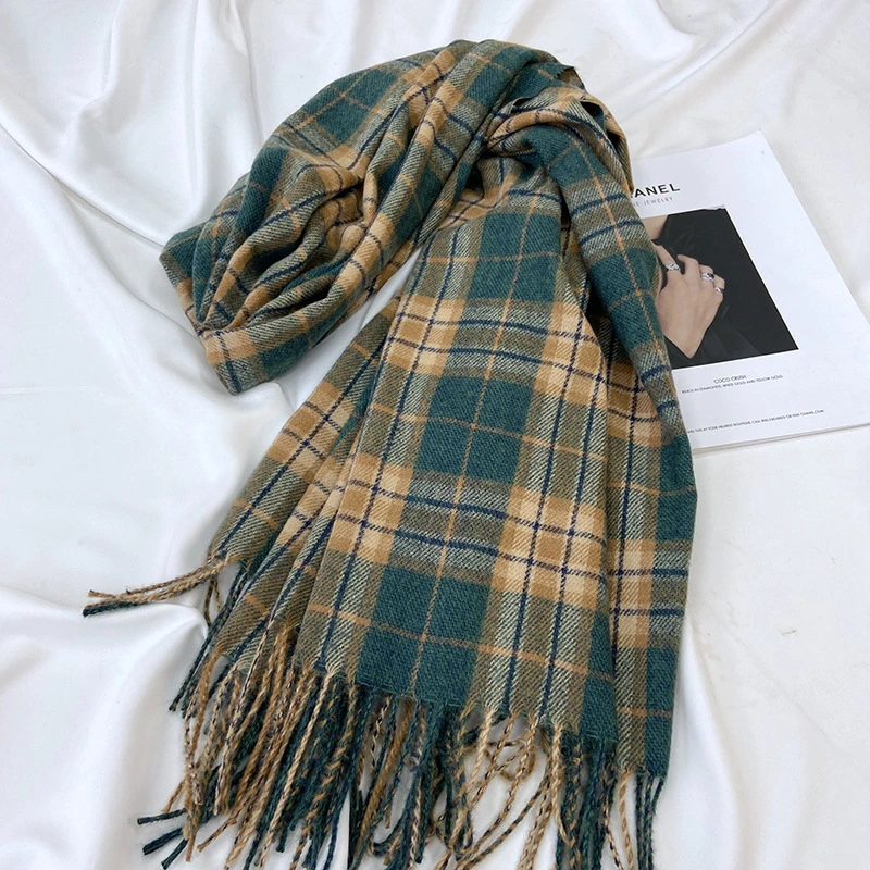 Woolen Adult Wool Scarf, Plaid Scarf,