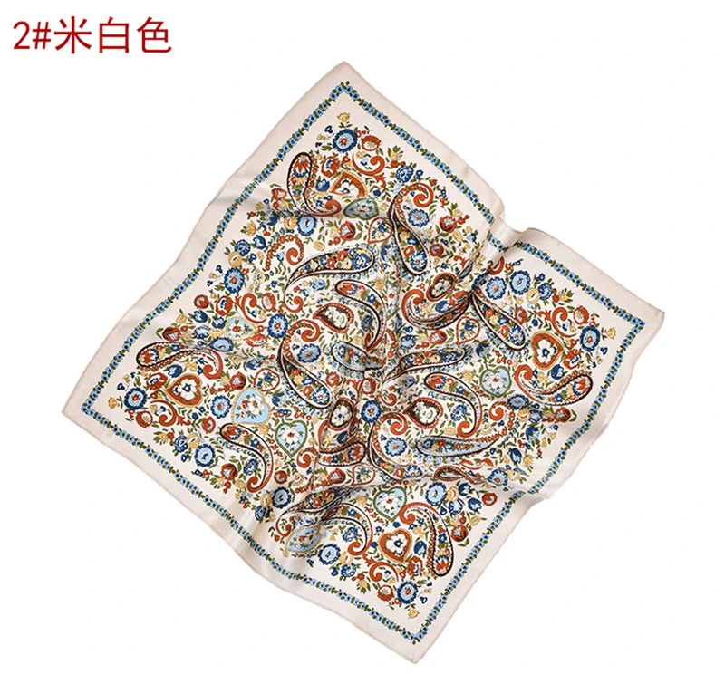 Hangzhou 100% Pure Silk New Design Print Square Hair Scarf for Lady