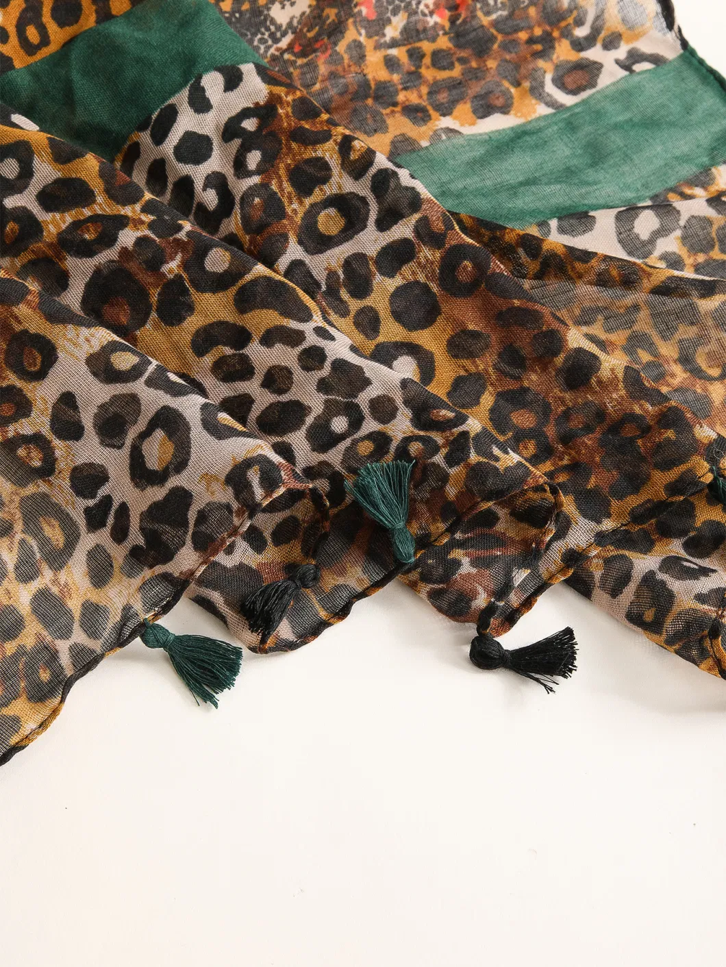 Leopard Print Pashmina Silky Shawl Kimono Scarfs Stole Wrap Cover up Women