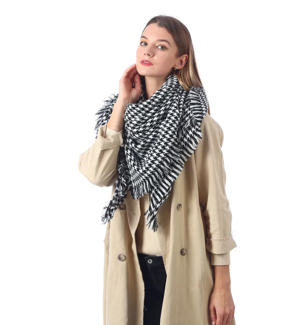 Fashion Black Square Scarf Imitation Cashmere Plaid Scarves Warm Shawl Manufacturers Sales