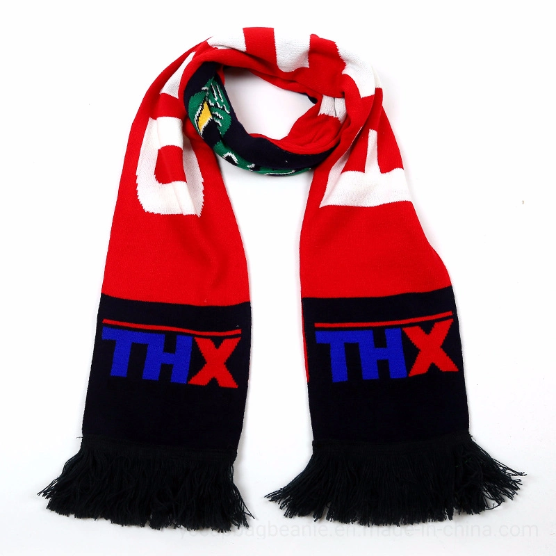 Sublimation Printing Acrylic Polyester Winter Knit Jacquard Football Soccer Fan Scarf