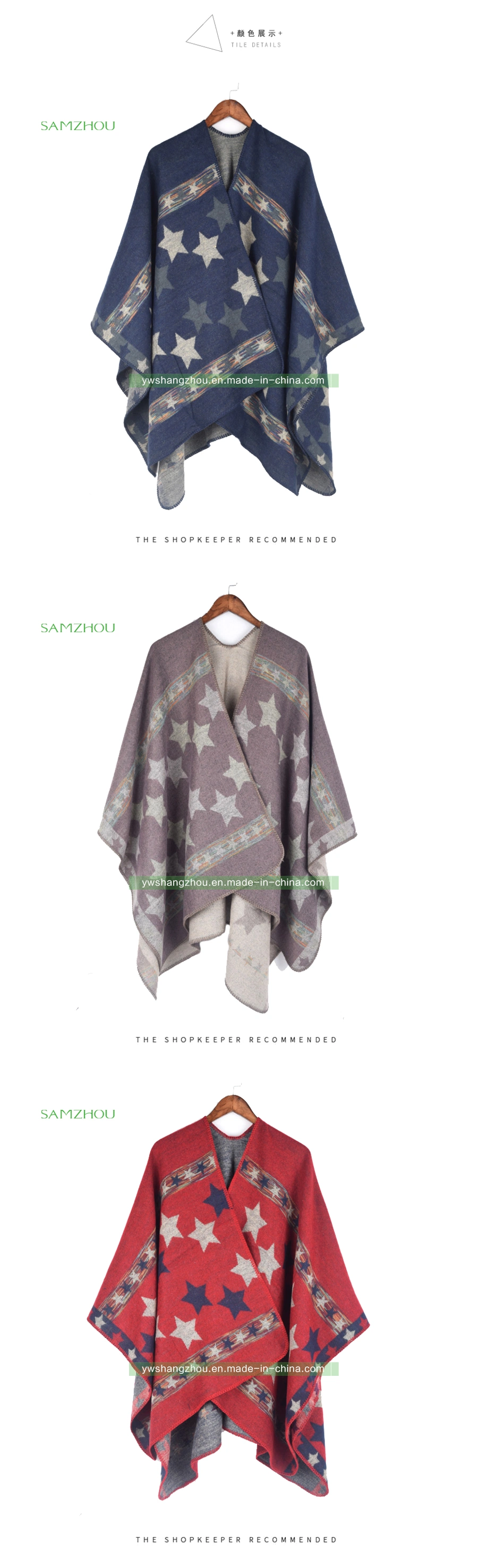 Jacquard Cape Simple Scarf Fashion Lady Soft Cashmere Shawl Winter