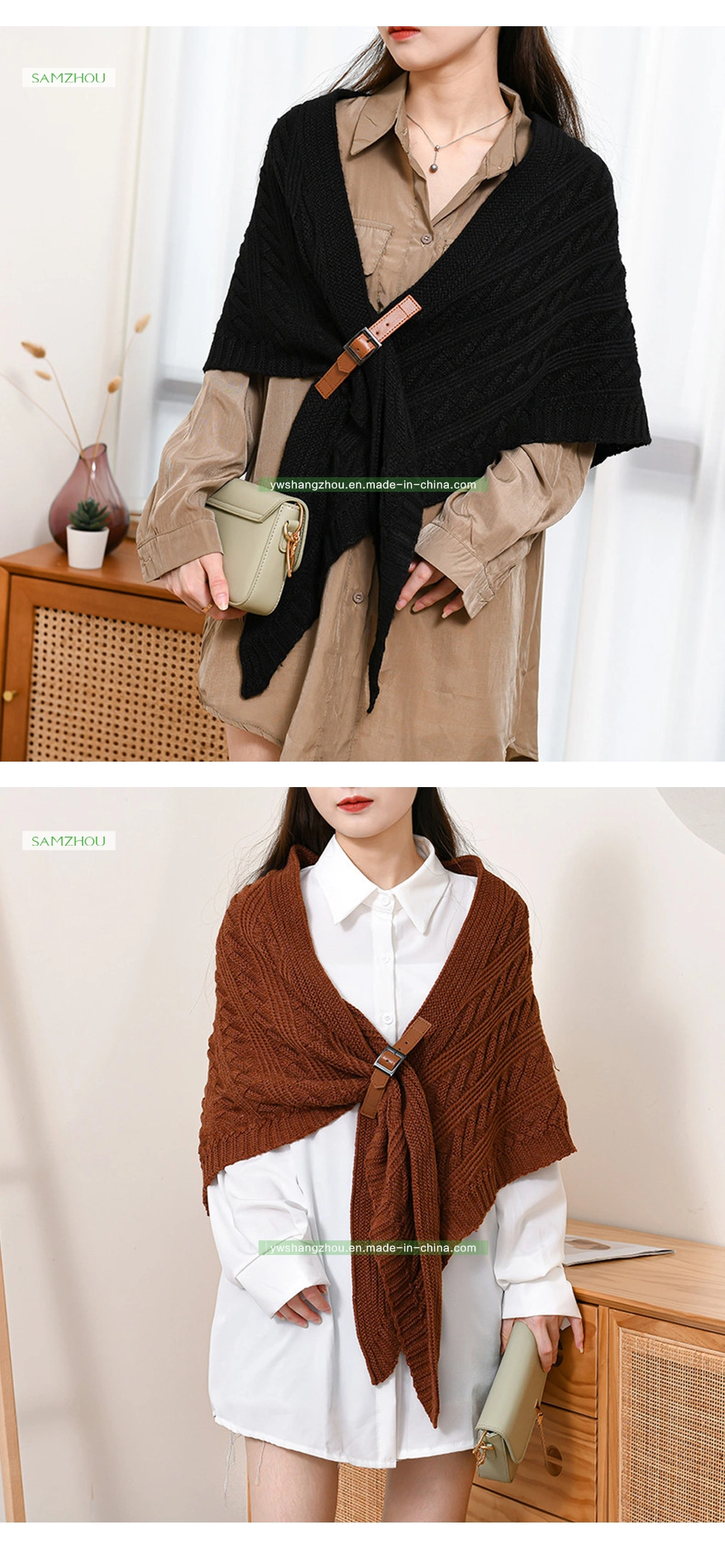 Fashion Cashmere Triangle Scarf Lady Soft Knitted Shawl Winter