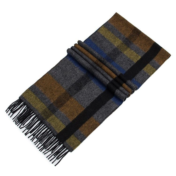 Newest 100% Wool Double-Sided Striped Scarves Winter Warm Wool Plaid Women&prime;s Scarves