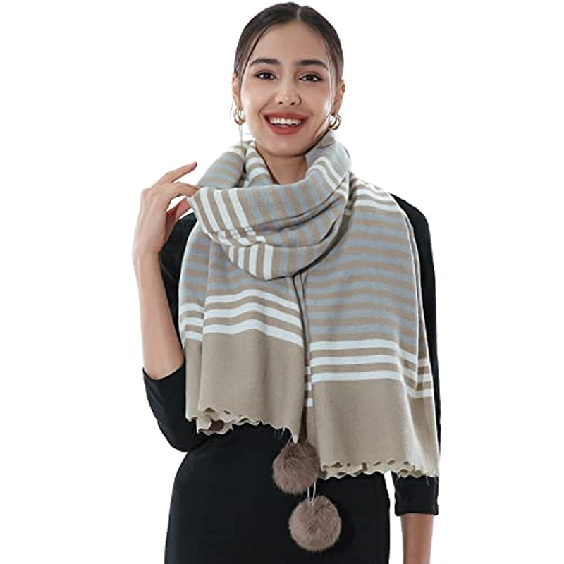 Pashmina Shawls Wraps for Evening Dresses Winter Warm Scarves with POM Poms