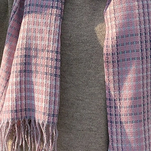 Purple Cashmere-Like Women Checked Winter Fashion Grid Warm Soft Long Scarf