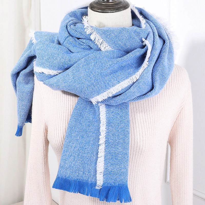 New Fall and Winter Warm Colorful Scarf Mohair Imitation Cashmere Tassel Plaid Female