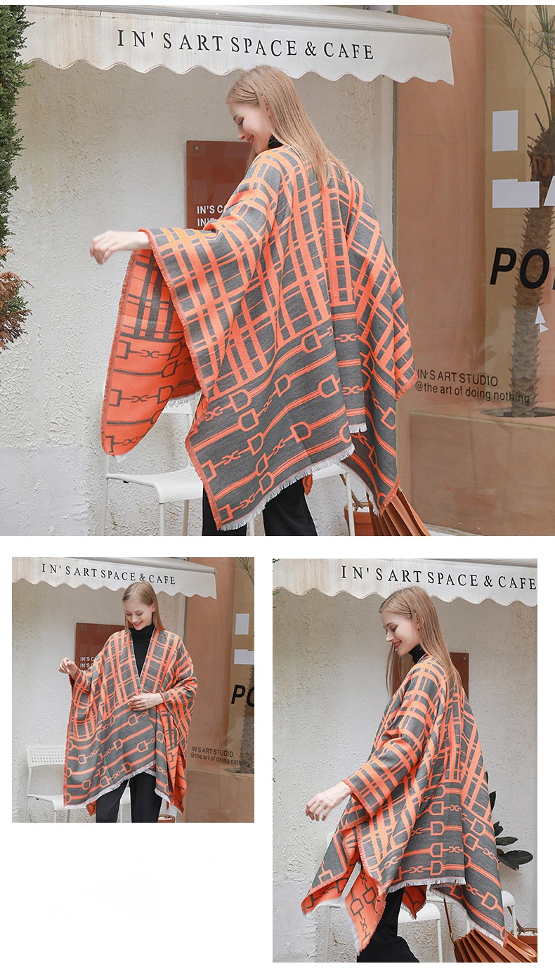 Women Cape Thick Wrap Shawl Fall Winter Wrap Cardigan and Shawl Poncho