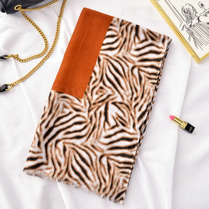 Fashion Zebra Leopard Prints Shawl Twill Animal Printing Scarf
