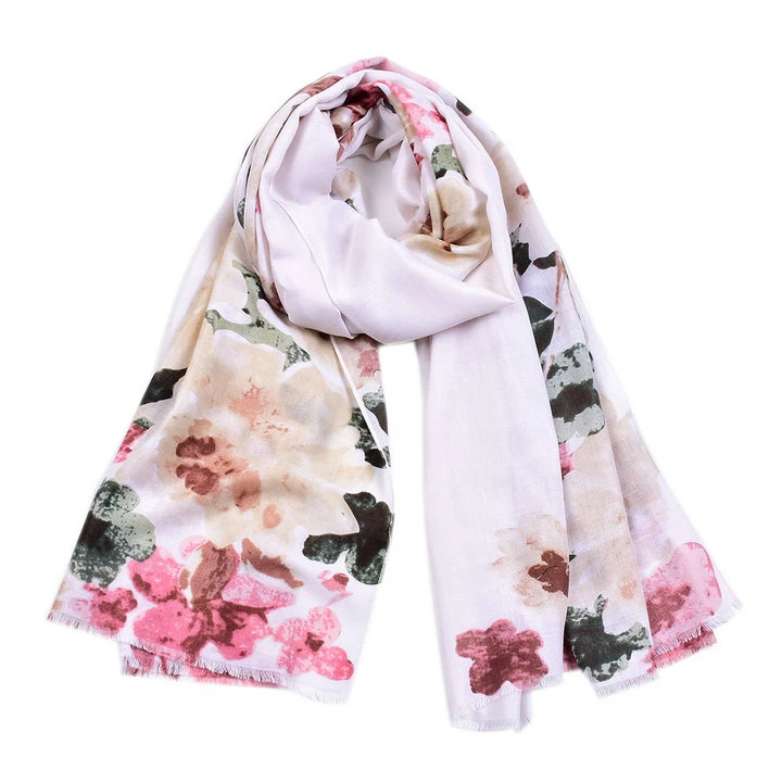 Lady&prime;s New Hot Sale Flora Printing Shawl Silk Feeling Muslim Arabic Hijab High Quality Soft Elegant Muffler Scarf for All Season