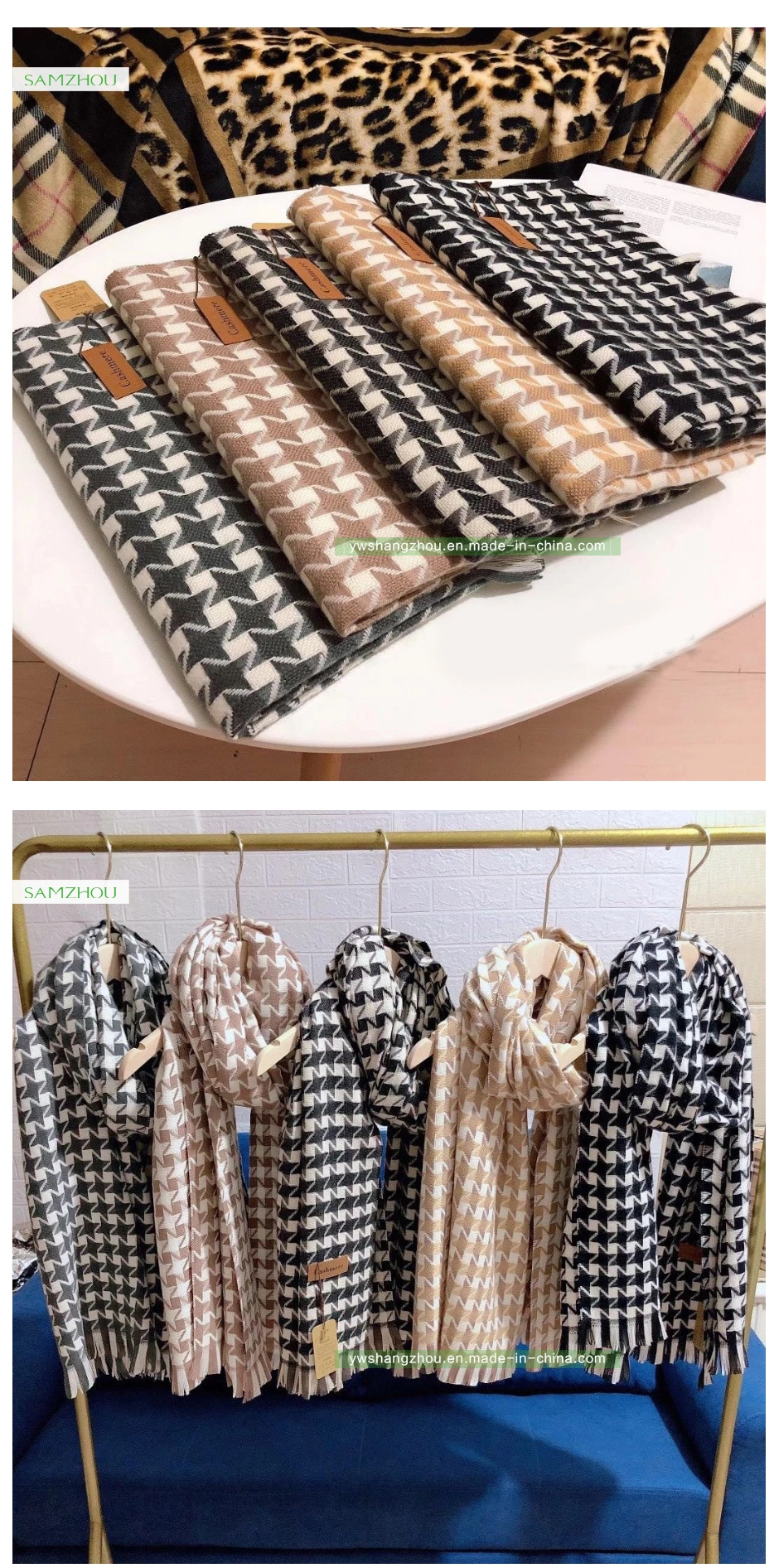 European Cashmere Stellate Plaid Scarf Fashion Female Knitted Winter Shawl