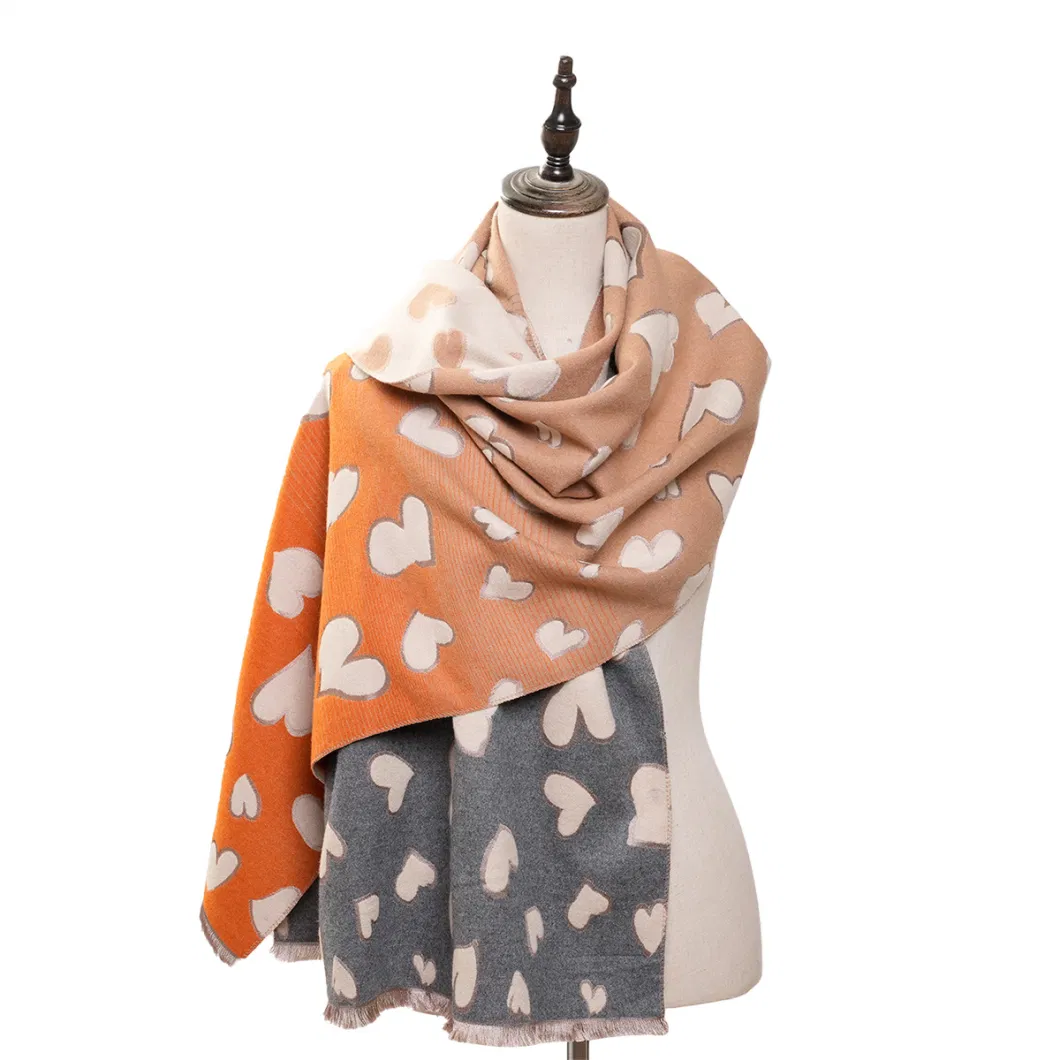 Faux Cashmere Fashion Double-Sided Dotted Lady Shawl Scarf,