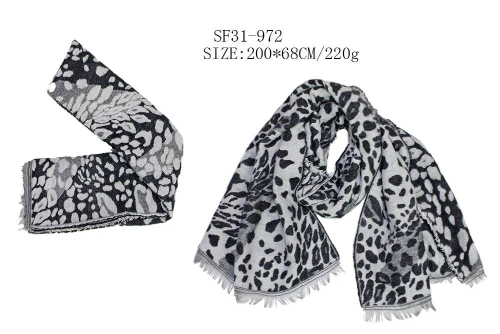Women Brand Soft-Touch Scarves Ladies Scarf Featuring Leopard Animal Jacquard Print Fringed Edges