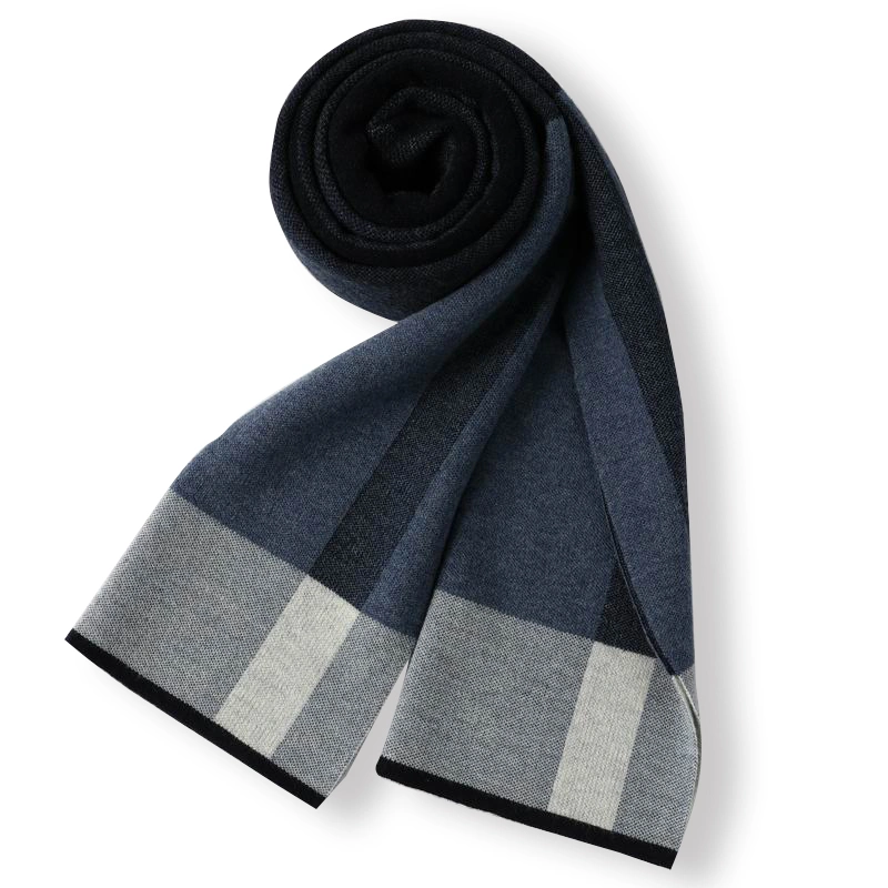 Super Soft Chunky Natural Wool Checked Scarf for Mens