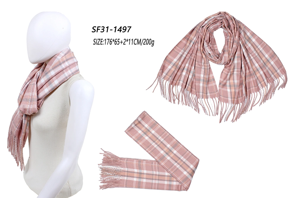 OEM Custom Made Woman Acrylic Cashmere Tartan Checks Stole Shawl Scarf