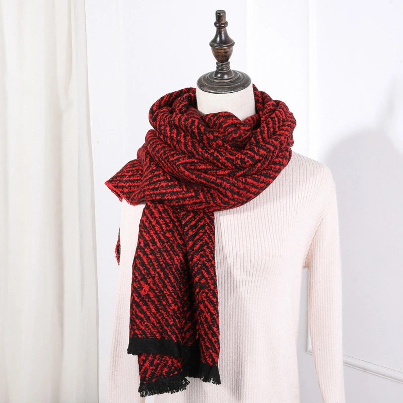 New Fall and Winter Warm Colorful Scarf Mohair Imitation Cashmere Tassel Plaid Female