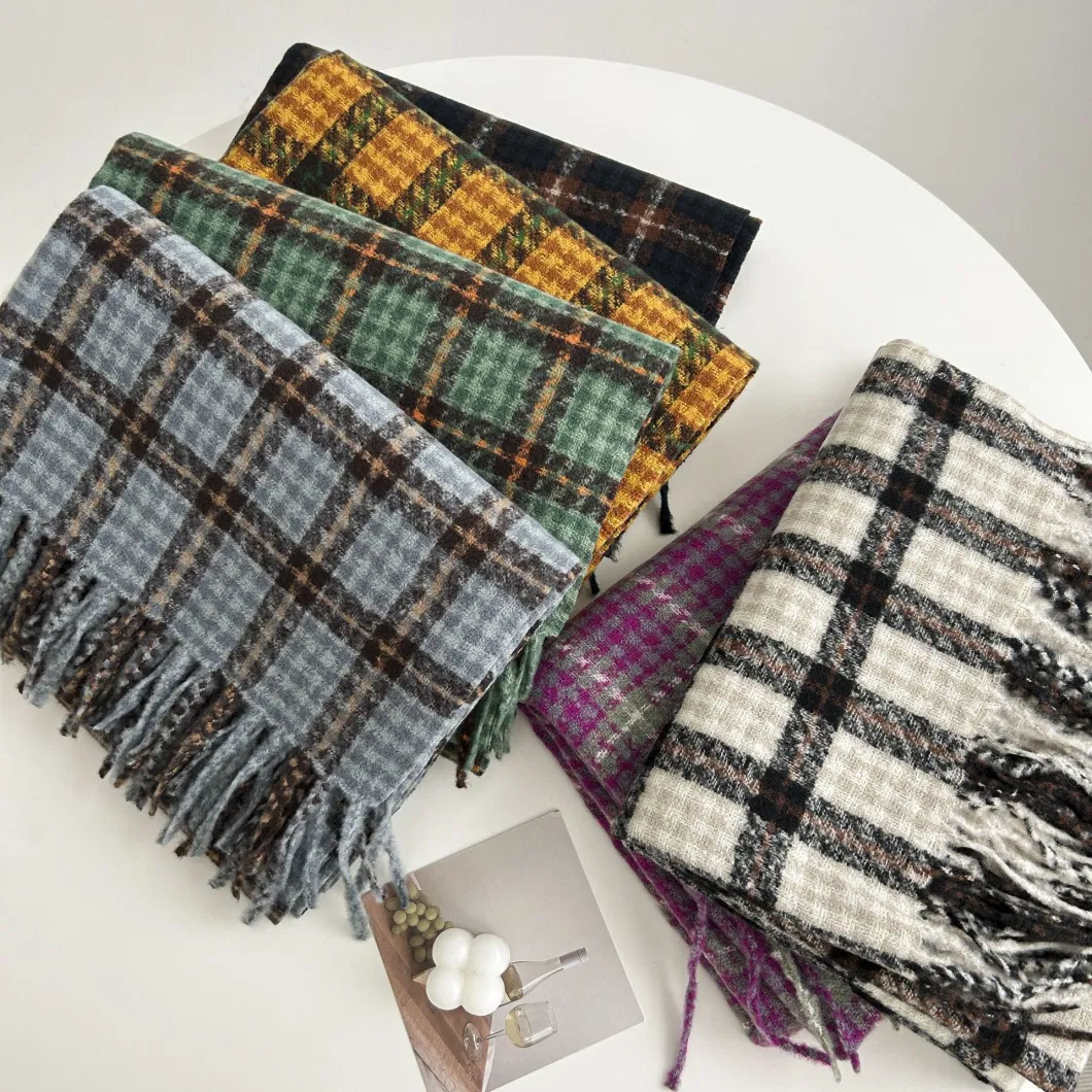 New Design Checked Oversize Blanket Thicken Plaid Scarves