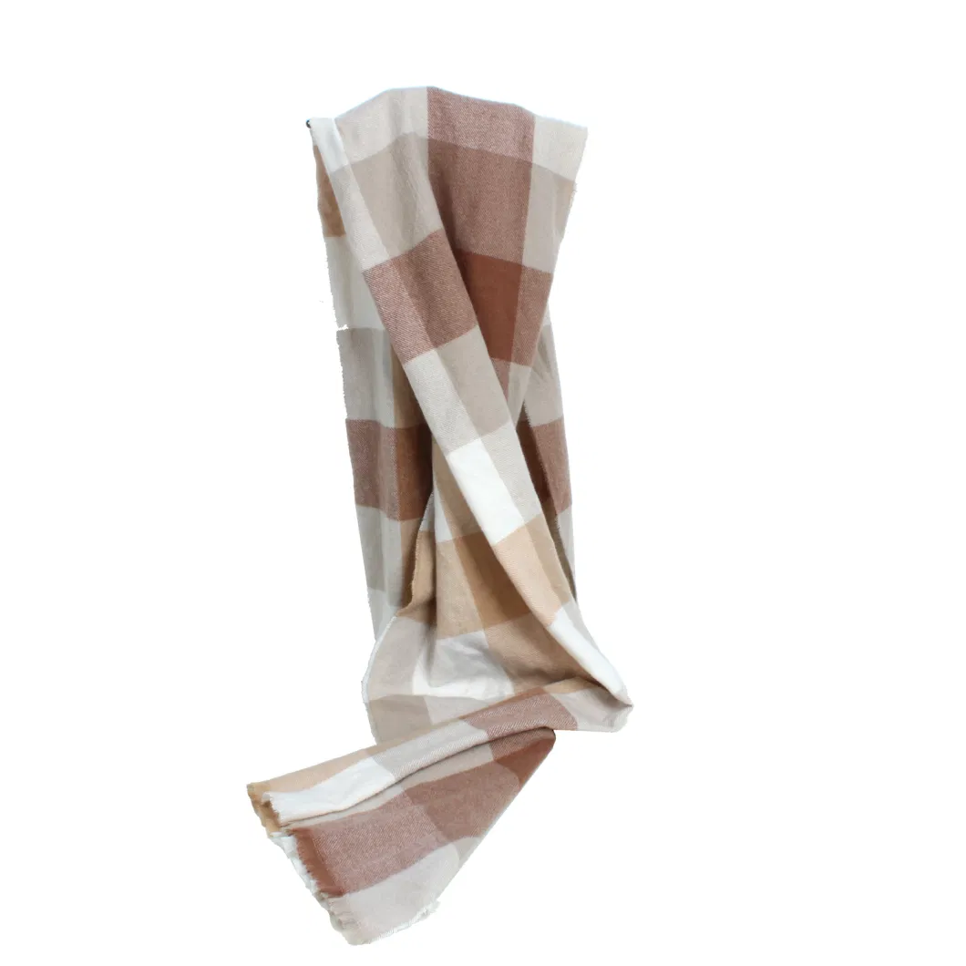 OEM Hot Selling Classical Checked Women Acrylic Wrap Warm Shawl Woven Scarf