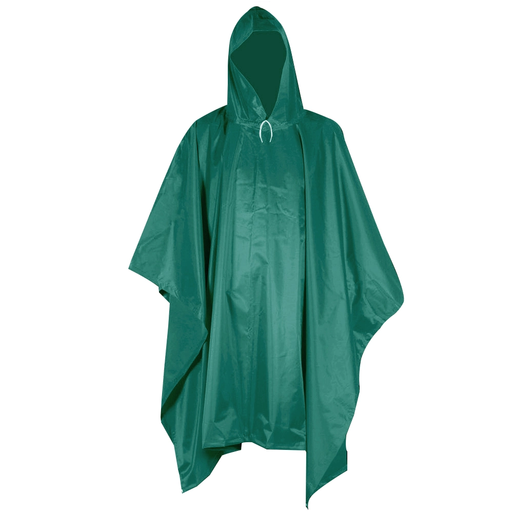 Green Waterproof Oil Chemical Resistant PVC Raincoat Custom Logo Reusable Hooded PVC Polyester PVC Poncho