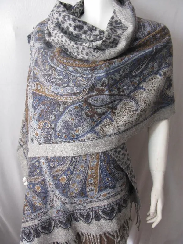 Classic Doule Faced Print Paisley Animal Shawls