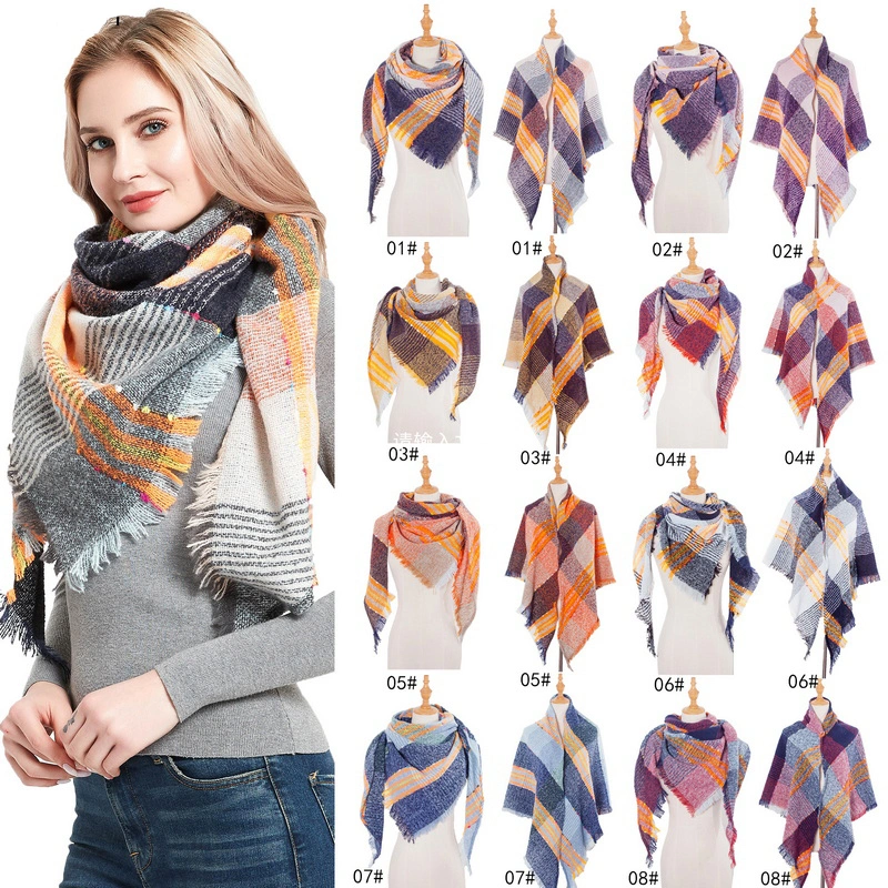 Wholesale Winter Tartan Triangular Scarf for Ladies