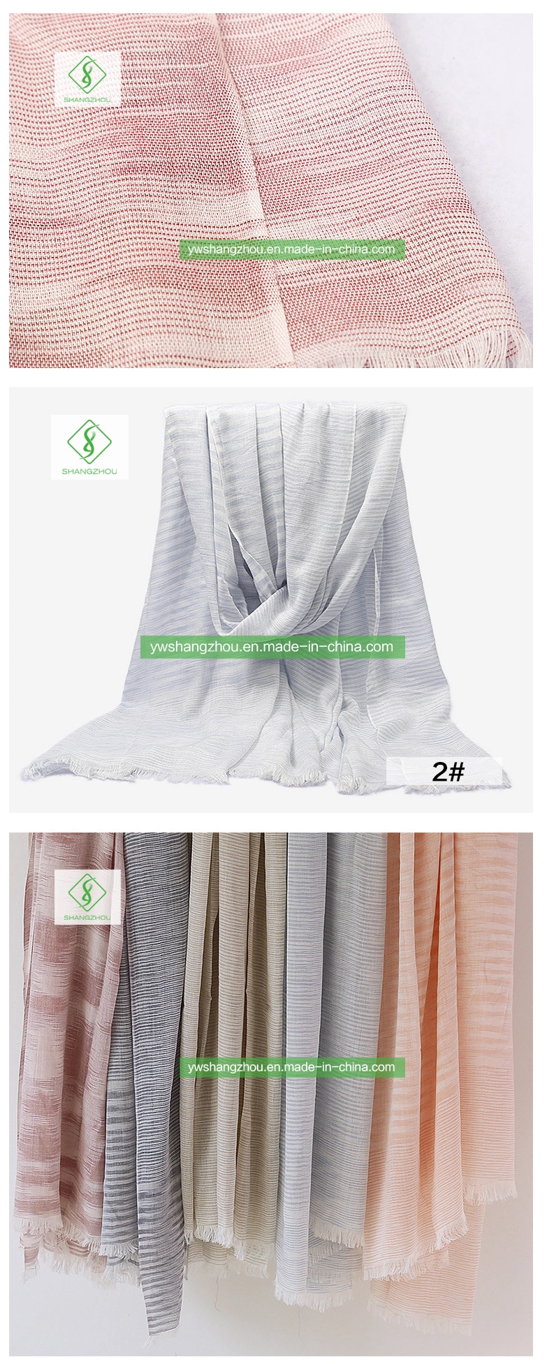 Hot Sell Rhombic Cotton Striped Scarf Fashion Lady Yarn-Dyed Shawl