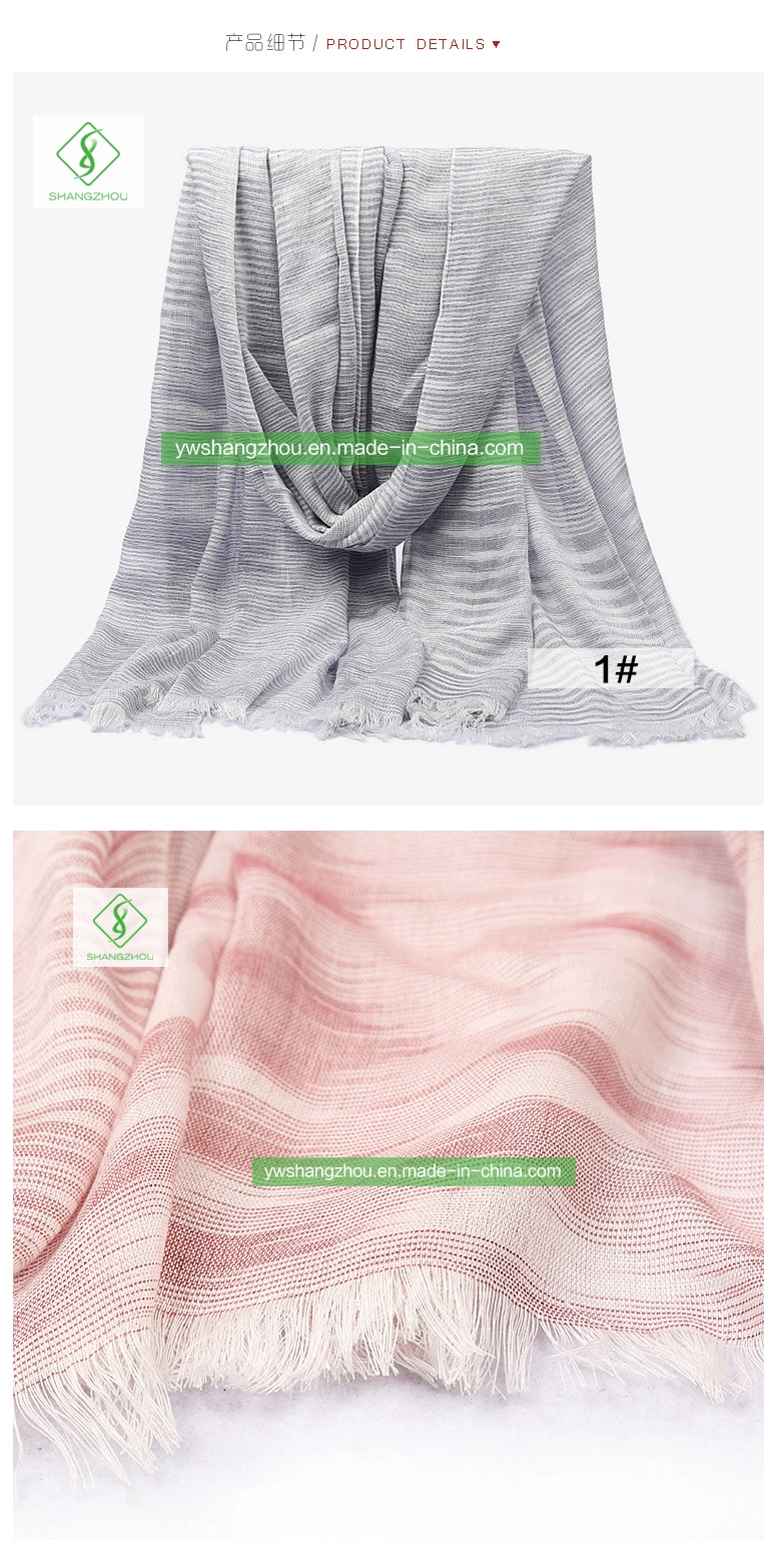 Hot Sell Rhombic Cotton Striped Scarf Fashion Lady Yarn-Dyed Shawl