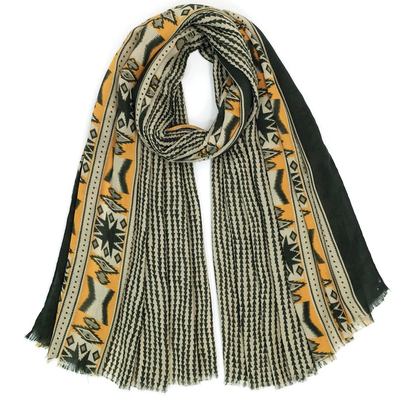 Print Cotton Scarf with Tassels Women Spring/Fall Scarf Shawl