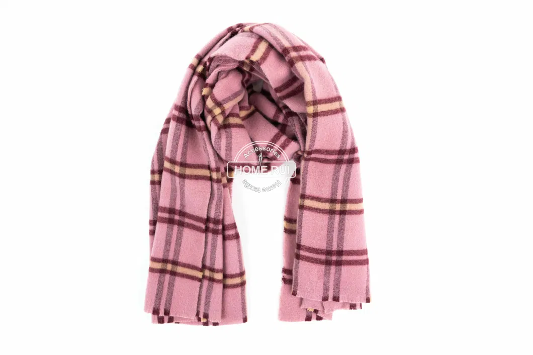 Home Rui Women Men Spring Fall Pink Woven Tassel Plaid Lattice Veronz Super Soft Classic Nova Scottish Large Cozy Oversize Cappa Tippet Turban Textural Scarf