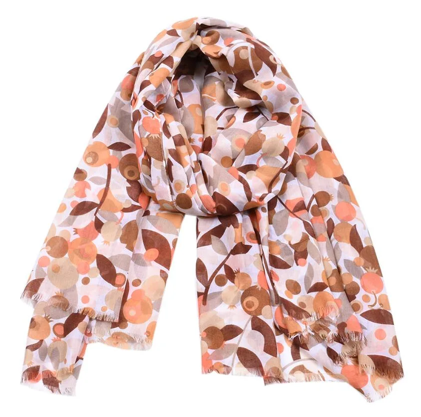 Scarfs for Women Lightweight Floral Birds Print Shawl Wraps Spring Scarf Gift Chiffon Cotton Scarf