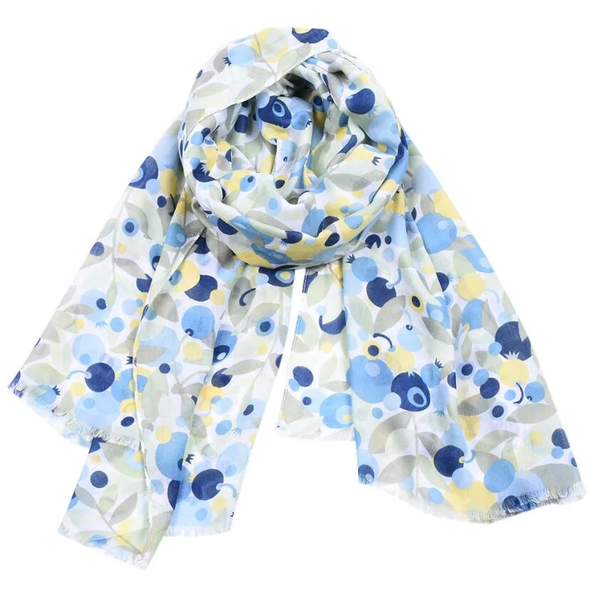 Scarfs for Women Lightweight Floral Birds Print Shawl Wraps Spring Scarf Gift Chiffon Cotton Scarf