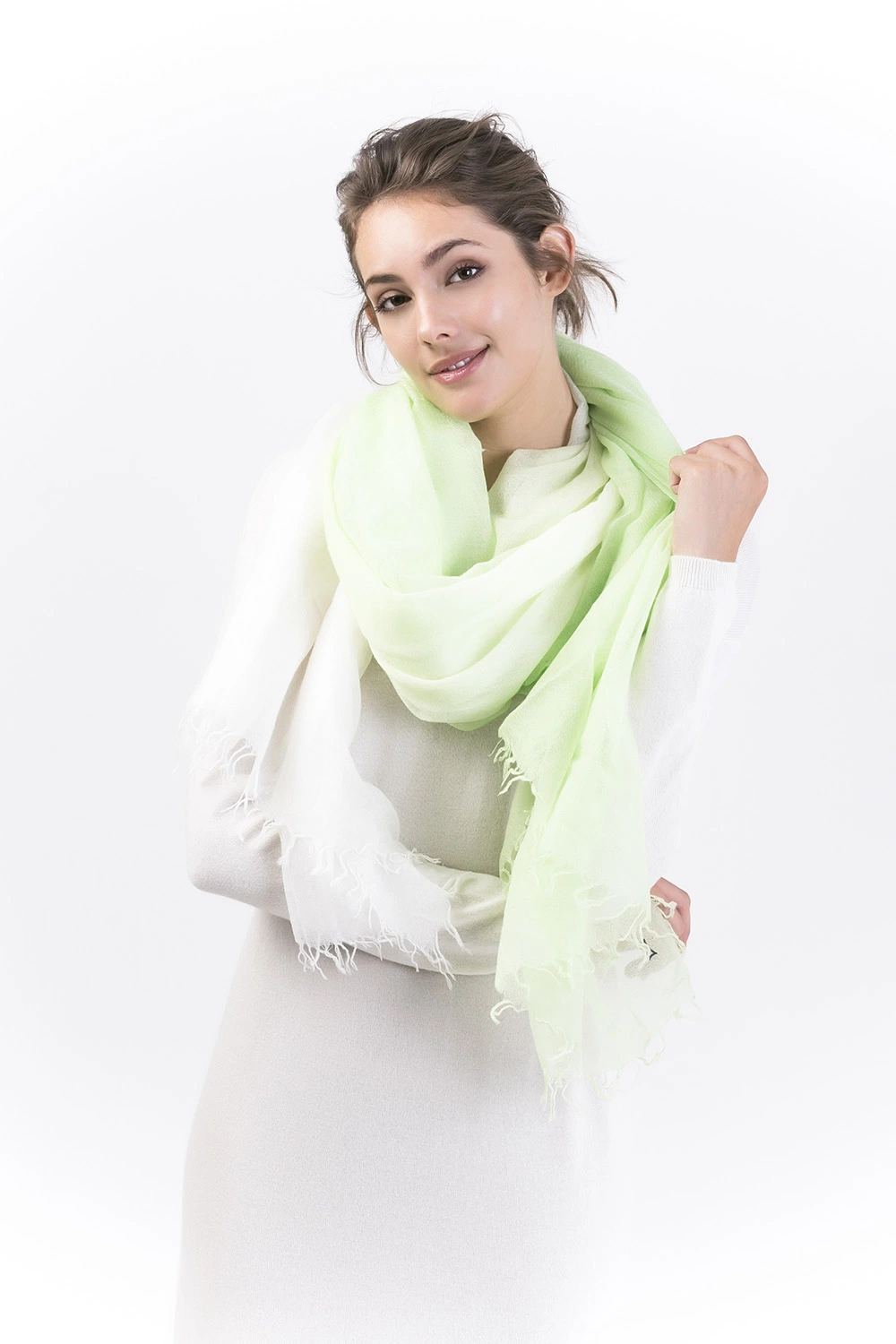 Biella-100% Ultrafine Merino Wool Solid Color Scarves Fashion Ladies Scarf