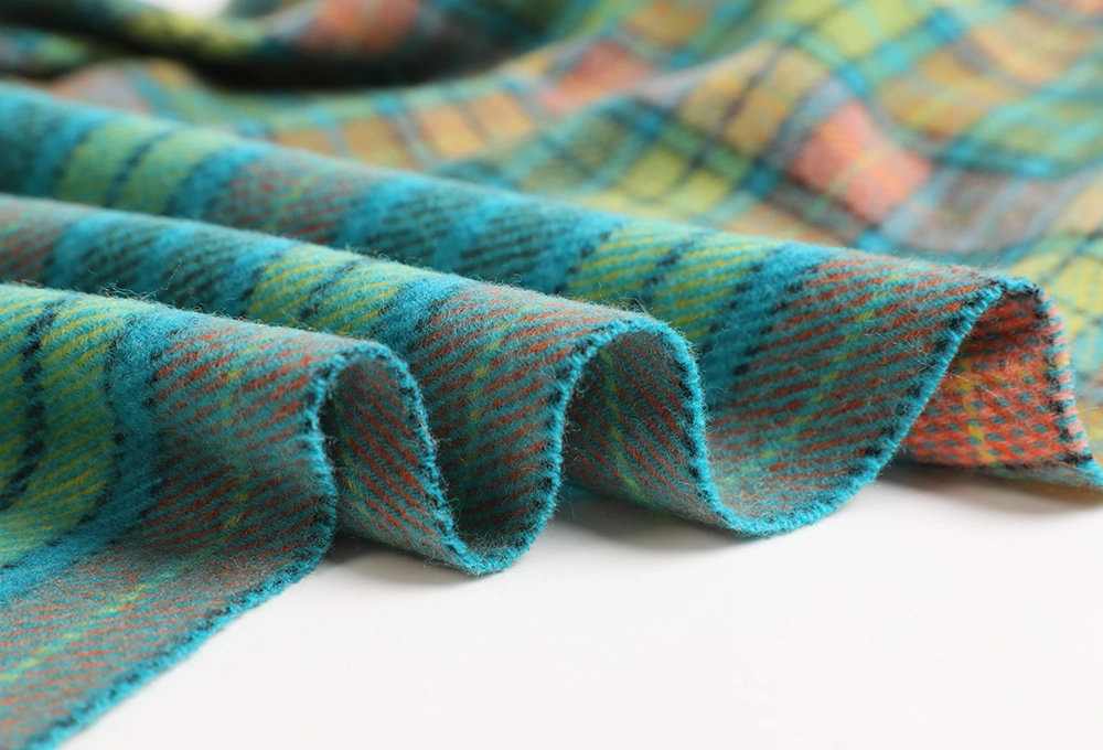 Lady Pastoral Style Vintage Yarn-Dyed Colorful Checked Woven Wool Scarf