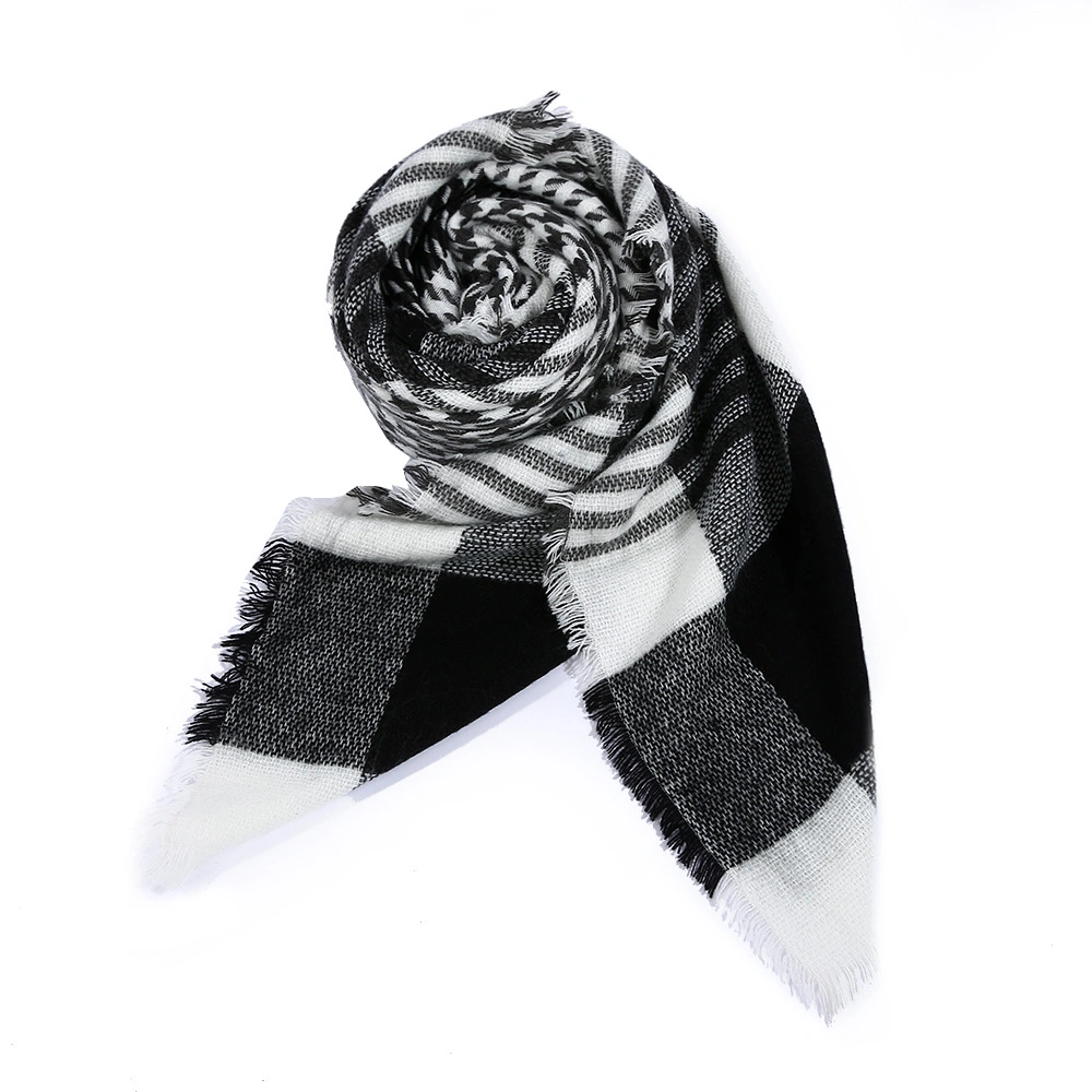 Fashion Black Square Scarf Imitation Cashmere Plaid Scarves Warm Shawl Manufacturers Sales