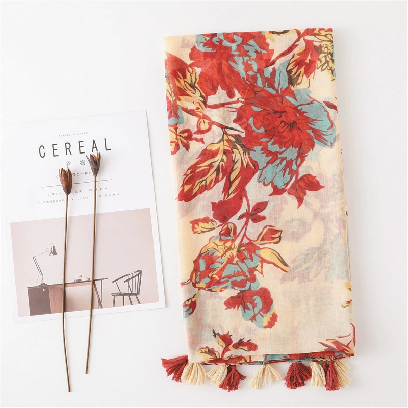 Women Lightweight Floral Flower Fall Winter Fashion Scarves