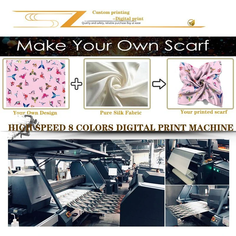 Bright Shinny Feeling Digital Printing Silk Scarf Custom
