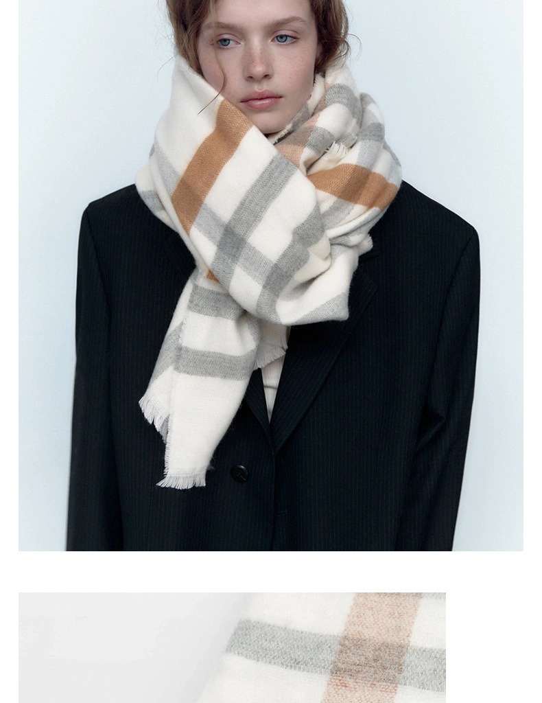 Women&prime;s Stylish Warm Tassels Soft Plaid Tartan Scarf Winter Large Blanket Wrap Shawl