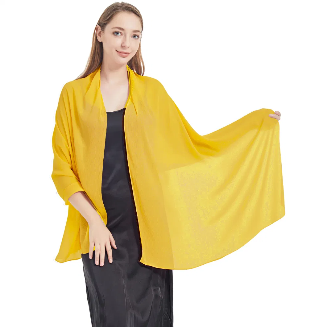 Wholesale Summer Mustard Oversized Chiffon Shawl Cape for Ladies