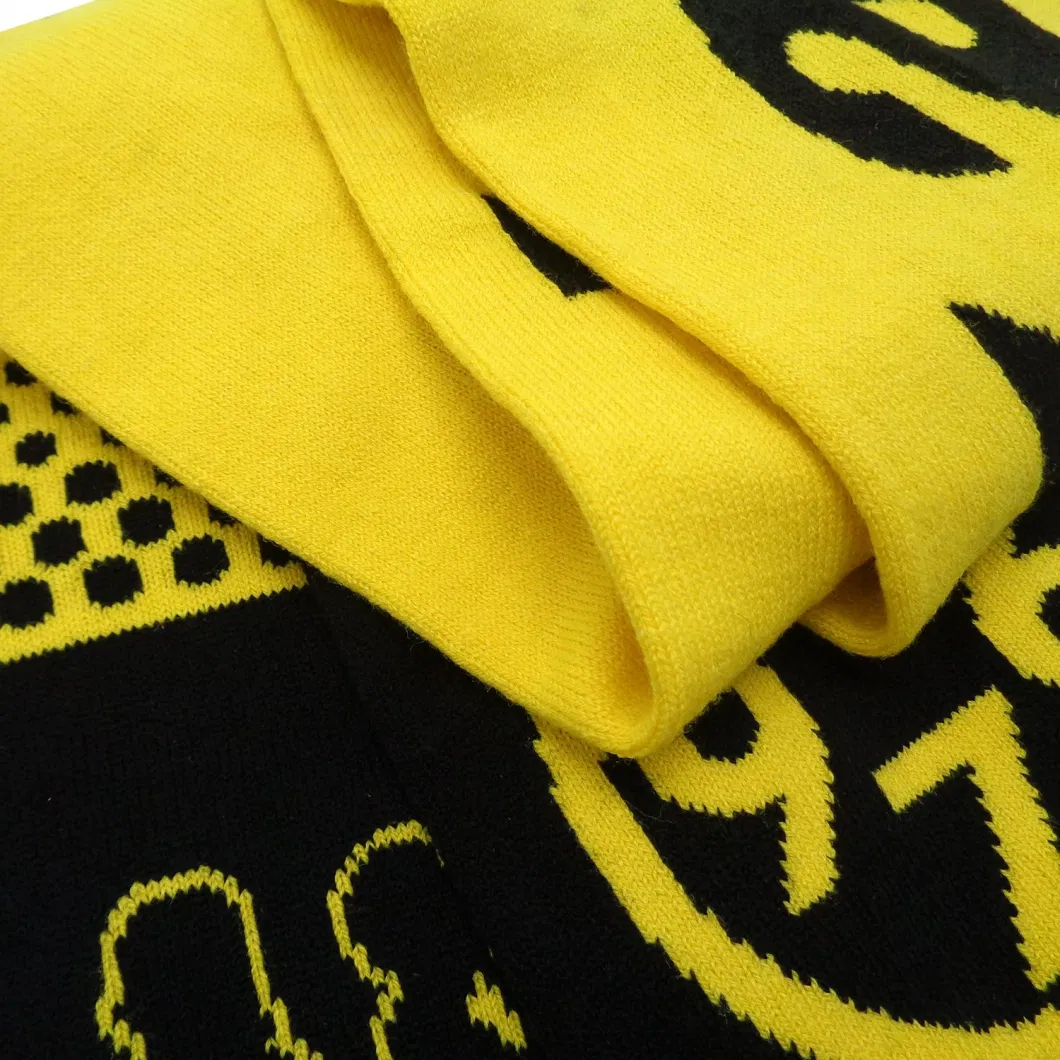 Unisex Customized Jacquard Acrylic Spandex Knitted Sports Soccer Football Fans Scarf