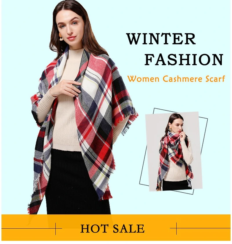 Knitted Spring Winter Women Scarf Plaid Warm Cashmere Scarves