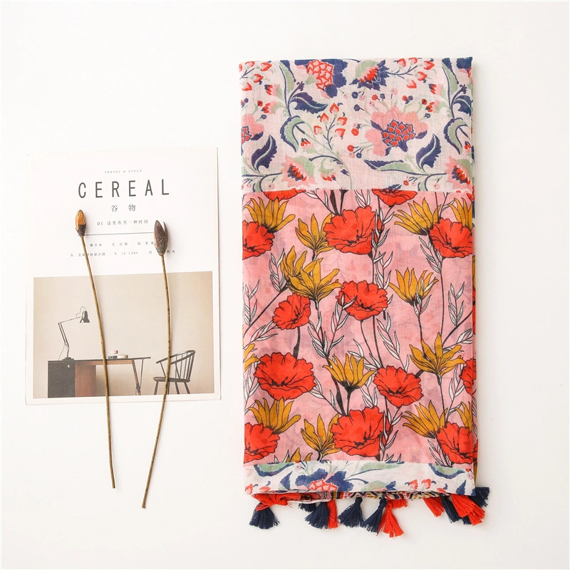 Hot Sell 2022 Spring Light Scarves Ladies Fashion Floral Printing Scarf with OEM Designed