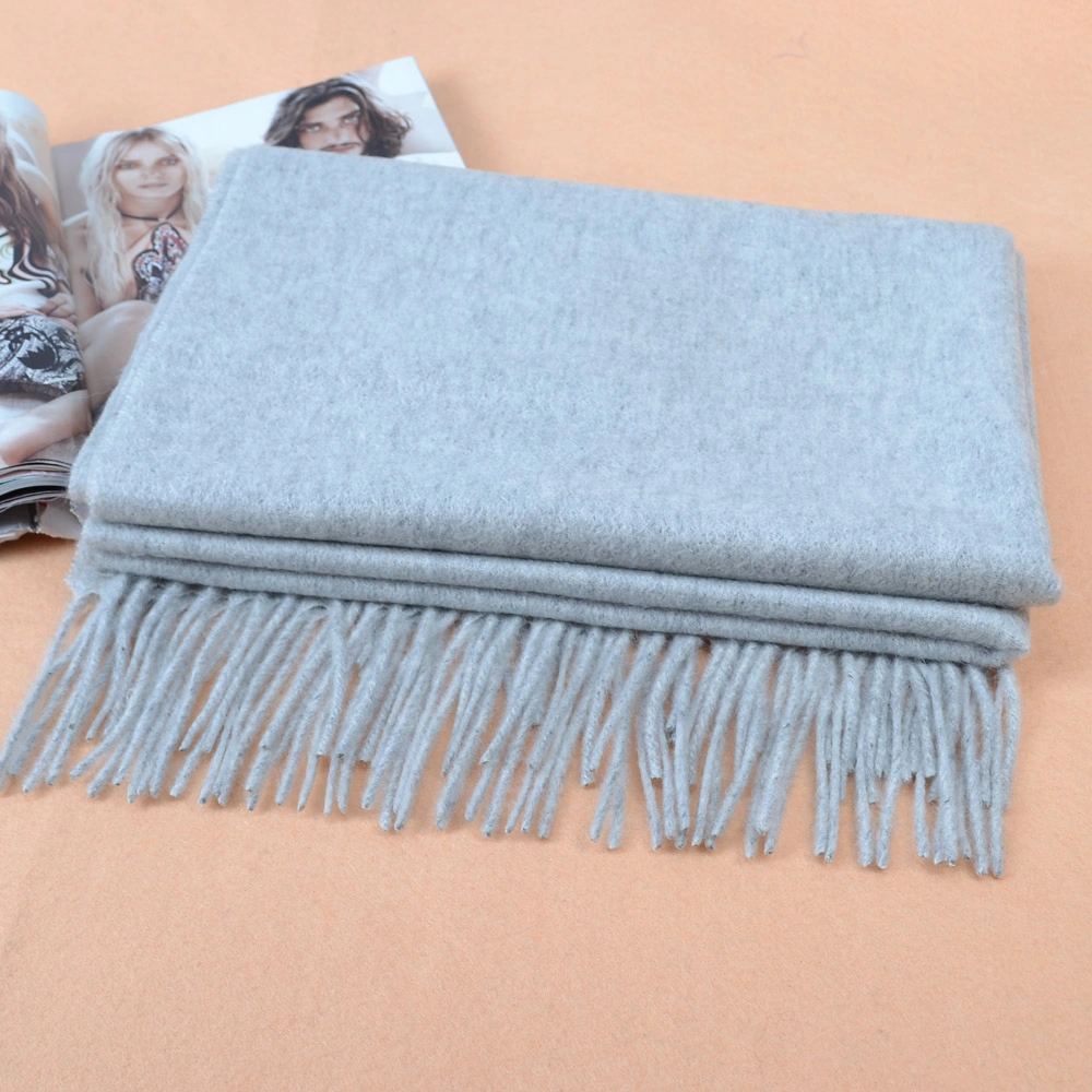 Merino Wool Cashmere Knitted Ladies Fashion Edge Rib Scarf Muffler Shawl