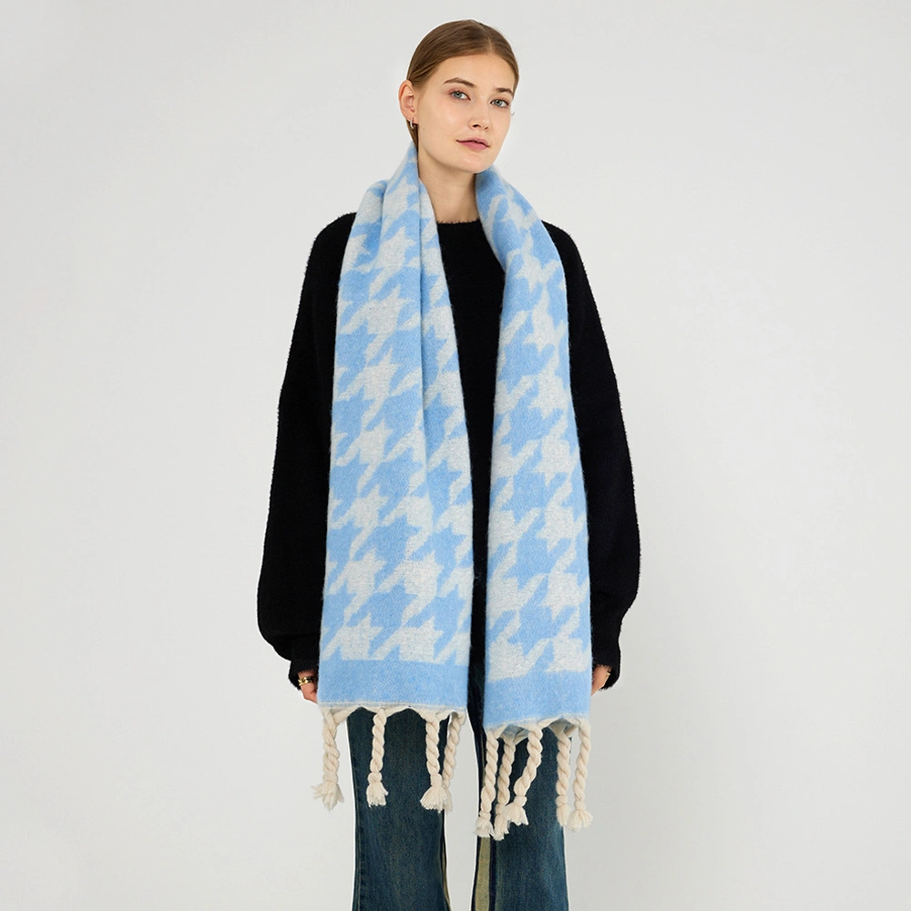 New Hand-Knotted Faux Cashmere Jacquard Scarf Women&prime;s Fall and Winter Neck Shawl