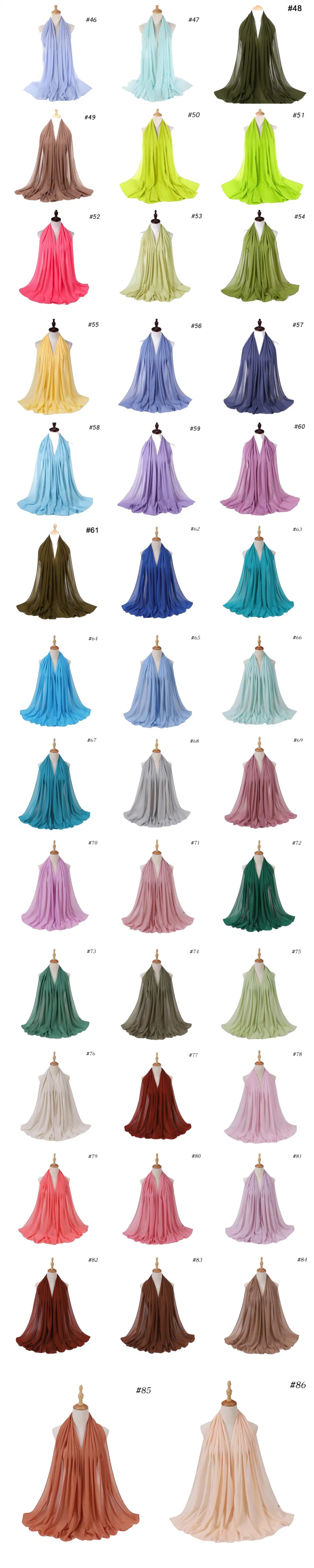 Wholesale Islamic Shawl Soft Plain Georgette Muslim Hijabs Headscarf Bubble Chiffon Hijab Scarf