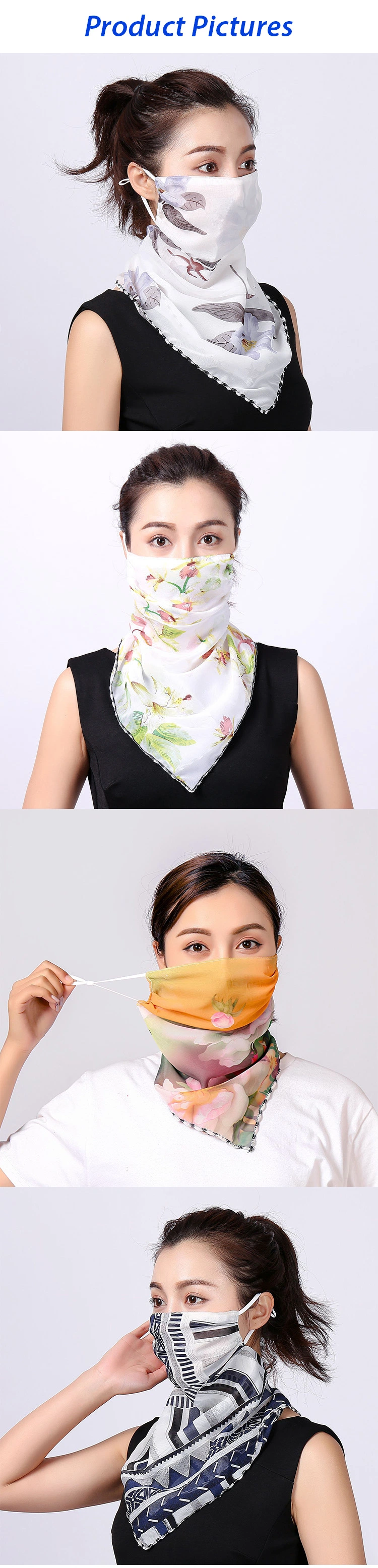 Summer UV Proof Face Hijab Neckerchief Chiffon Silk Face Scarf