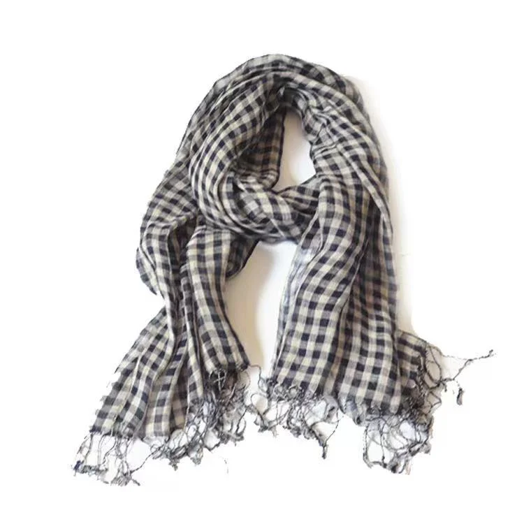 Hot Sales Small Plaid Cotton Linen Scarf for Lady Woman/Poncho/Kimono