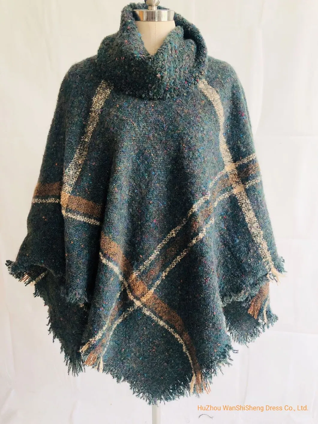 Ladies Fashion Winter Ruana Plaid Shawl Over Sized Checked Poncho/Ruana/Warp/Cape
