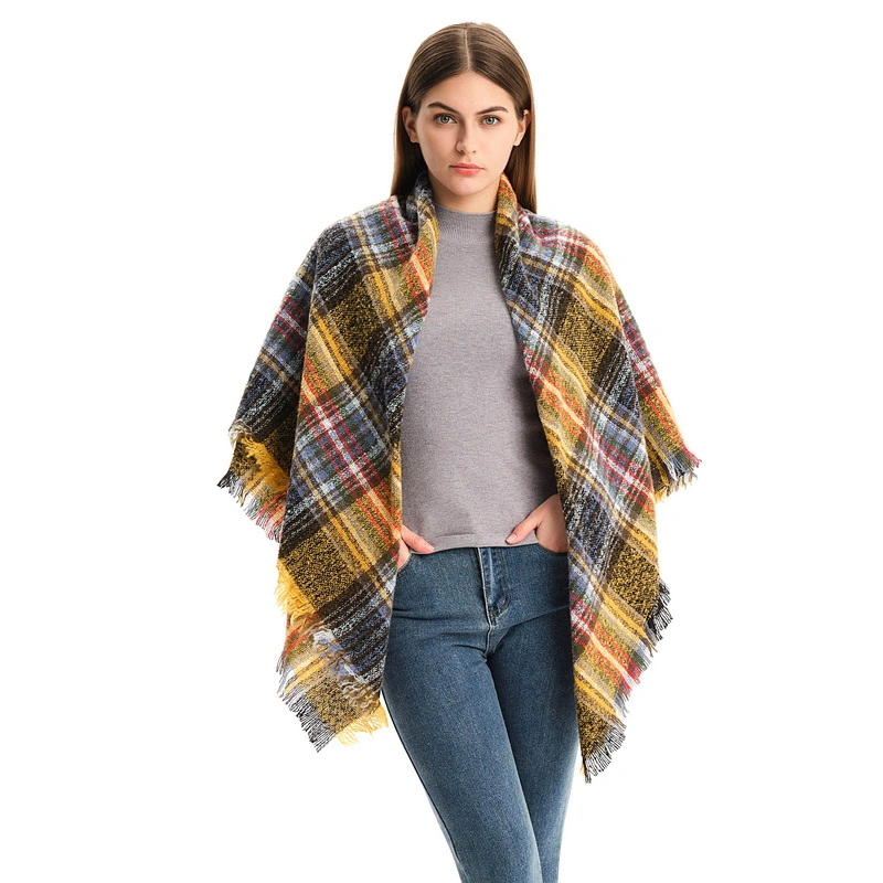 Trendy Customised Tartan Checked Square Scarf for Women