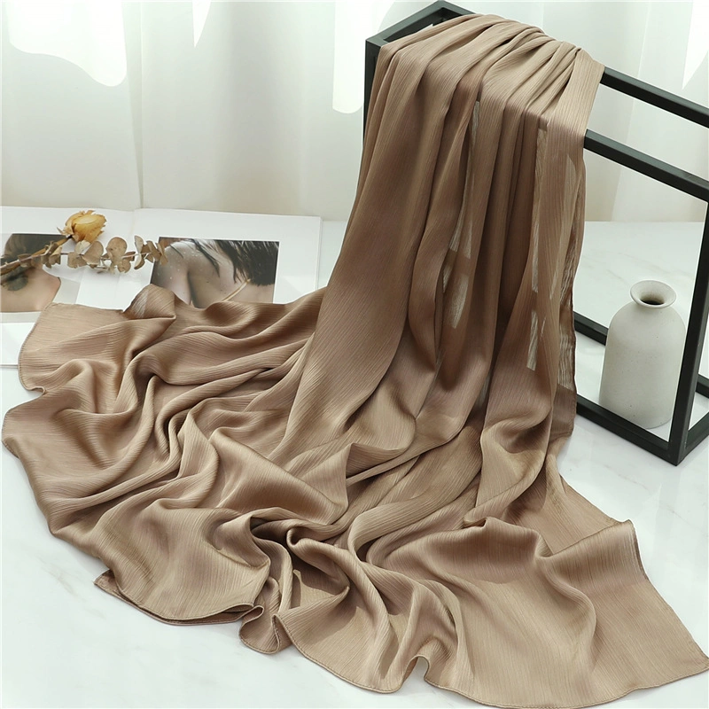 Women New Monochrome Plain Custom Digital Printing Fashion Lady Long Silk Scarf