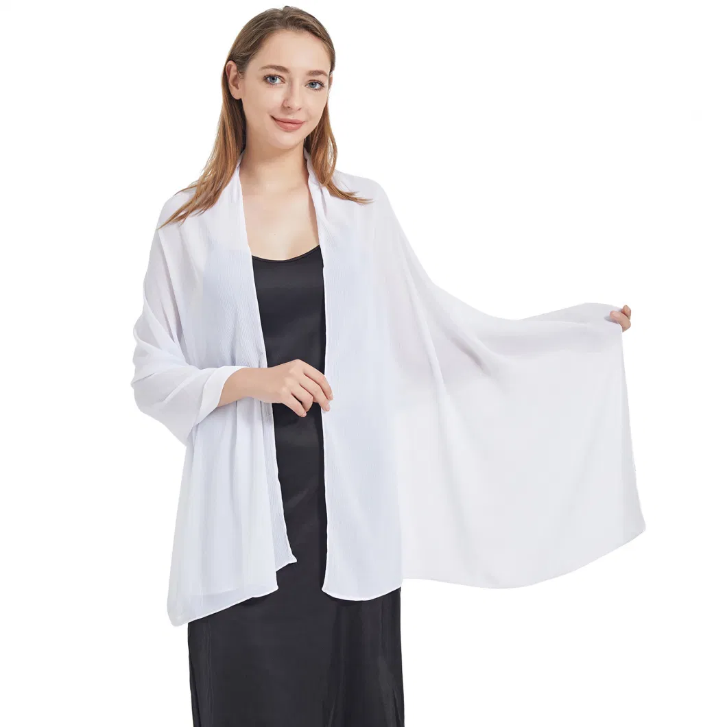 Popular Luxury Ladies Charming White Chiffon Poncho Shawl for Evening Party